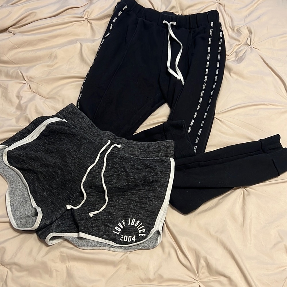 Justice shorts, and sweat pant pack, size,14:16,18:20